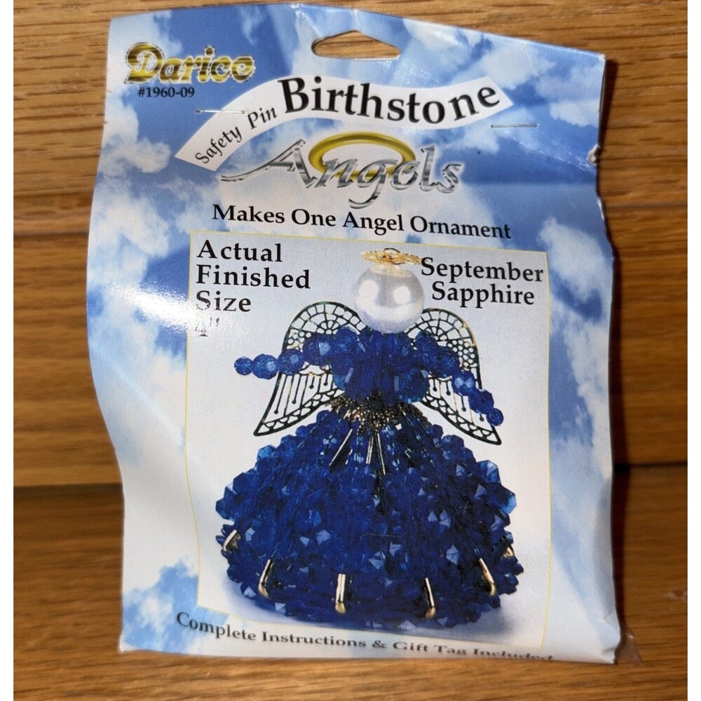 Darice Safety Pin Birthstone Angel September 4” Ornament Kit Christmas 2000 NEW